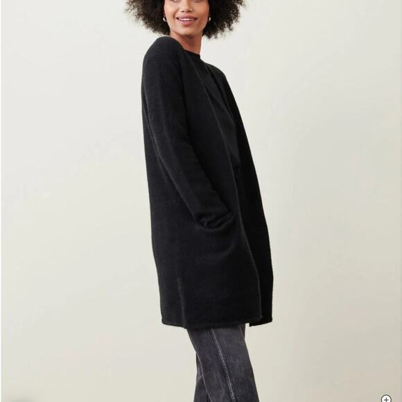 Jenni Kayne Sweater Coat In Navy Size Small Ribbed Open Front Wool Yak Blend - Picture 8 of 11
